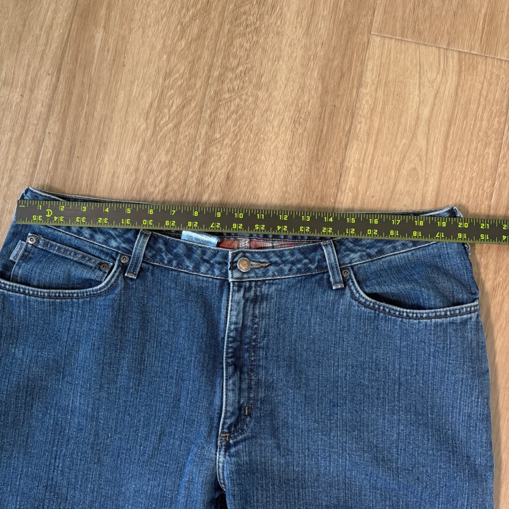 Carhartt Flannel Lined Jeans Mens 40x29 Blue Denim Relaxed Fit Plaid Work Pants - Picture 5 of 6